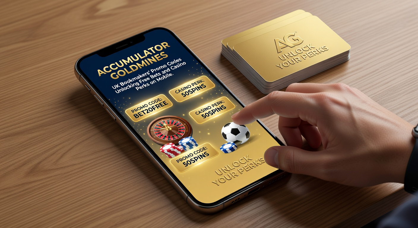 Close-up of UK bookmaker mobile app interface displaying accumulator bet with applied promo code, free bet icon, and casino perk notification