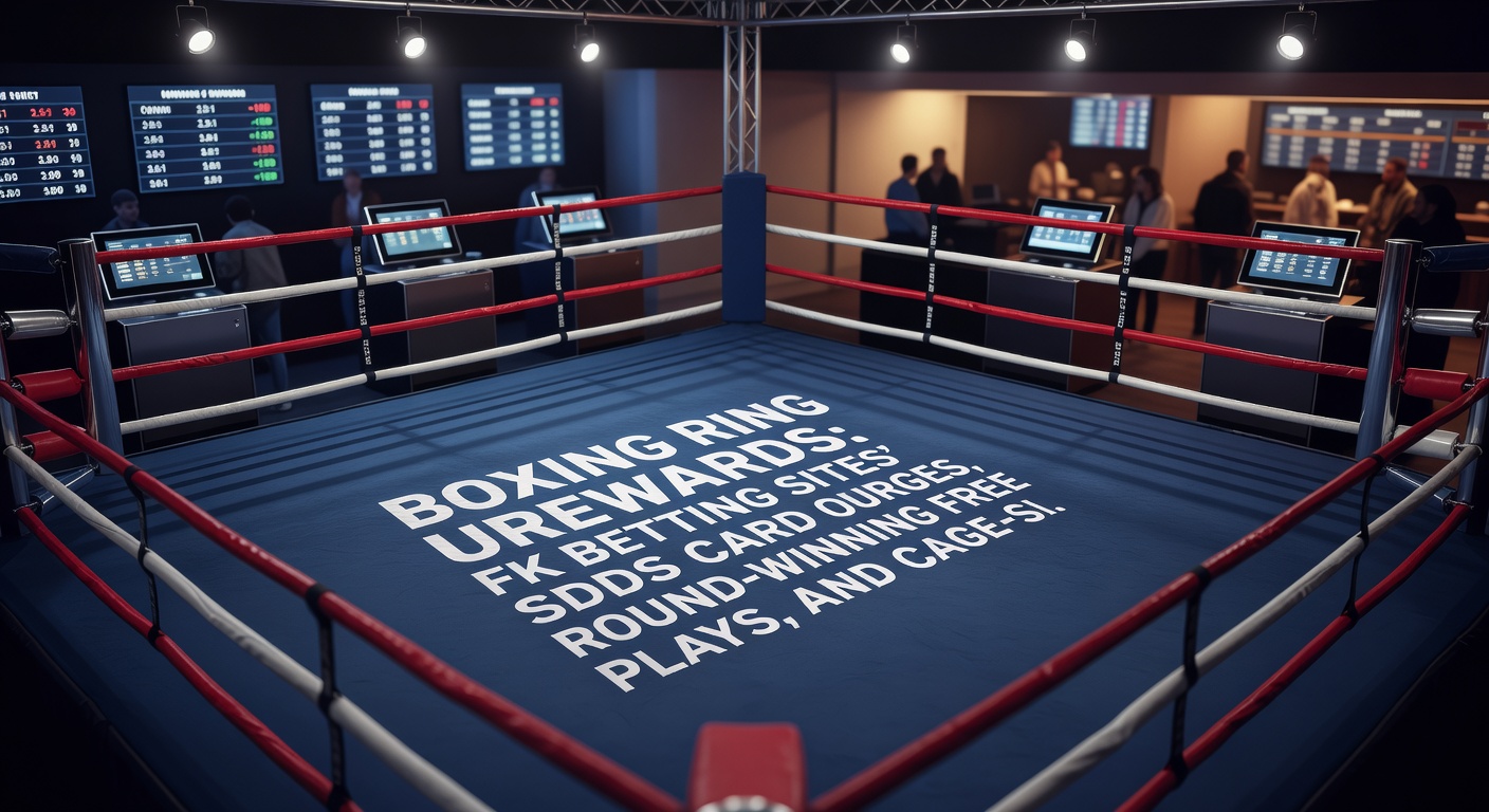 Dynamic graphic of a casino slot machine themed around a boxing cage, with free spin bonuses exploding from round-winning bet triggers on UK platforms