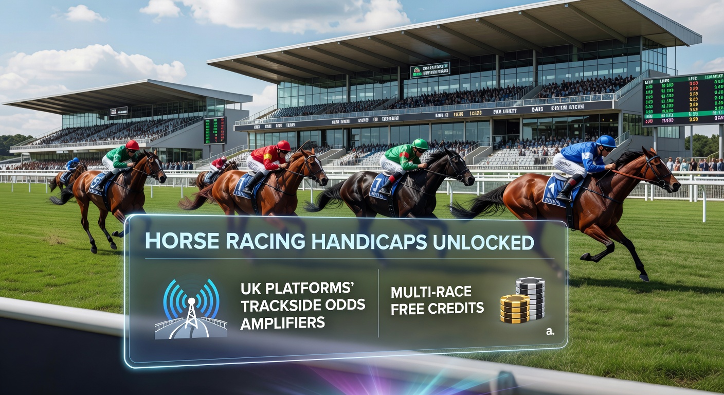 Close-up of a betting slip showing multi-race free bet credits stacked alongside handicap race selections on a UK platform interface
