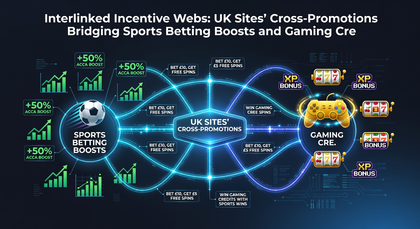 Diagram showing cross-site flows from sports betting profit boosts to casino gaming credit allocations in UK networks