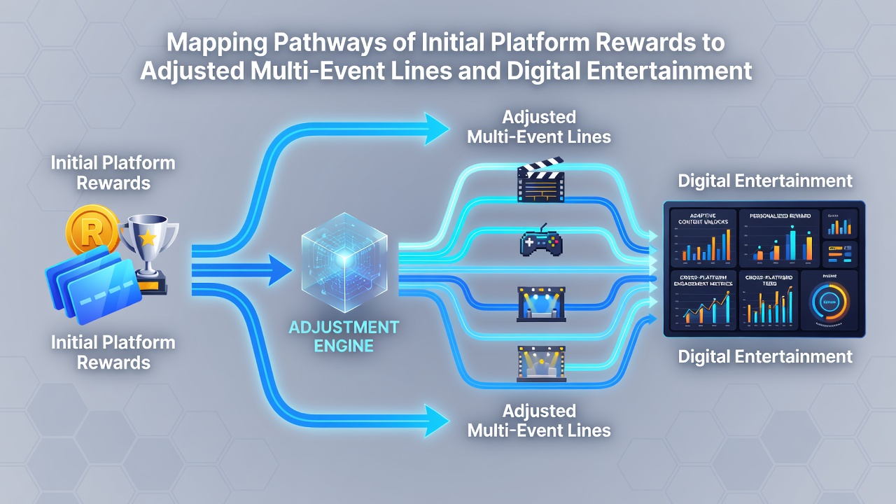 Network diagram of how initial betting rewards transition into adjusted accumulator lines and digital casino credits