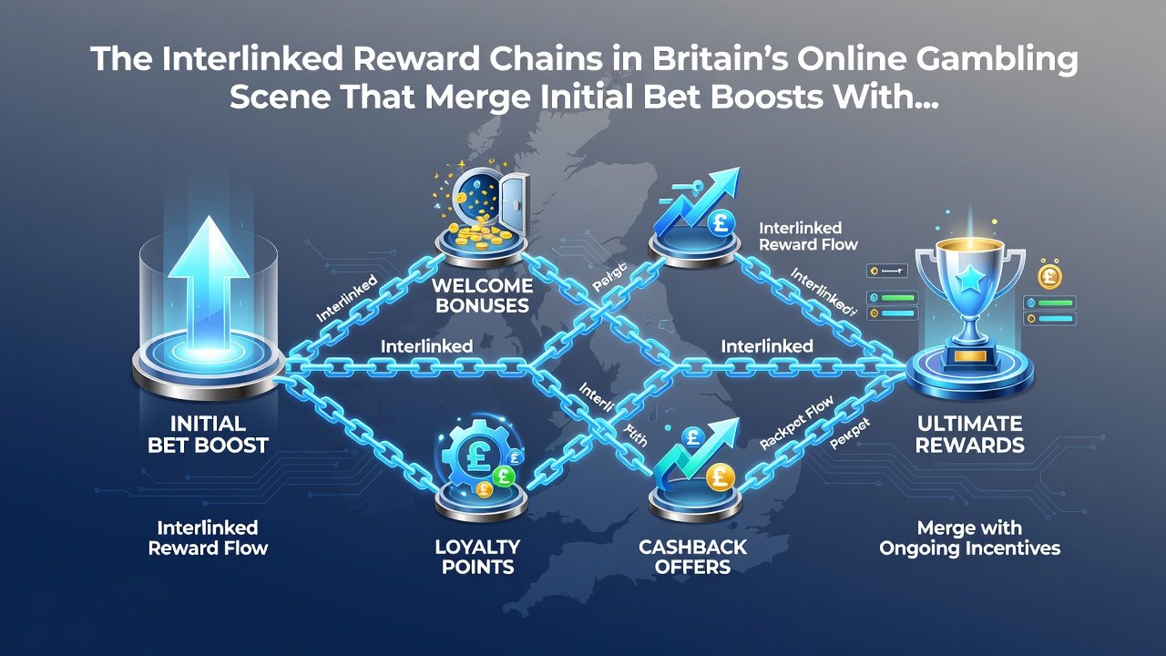 Mobile app screenshot demonstrating reward chain progression from bet boost to casino credits in UK gambling platforms