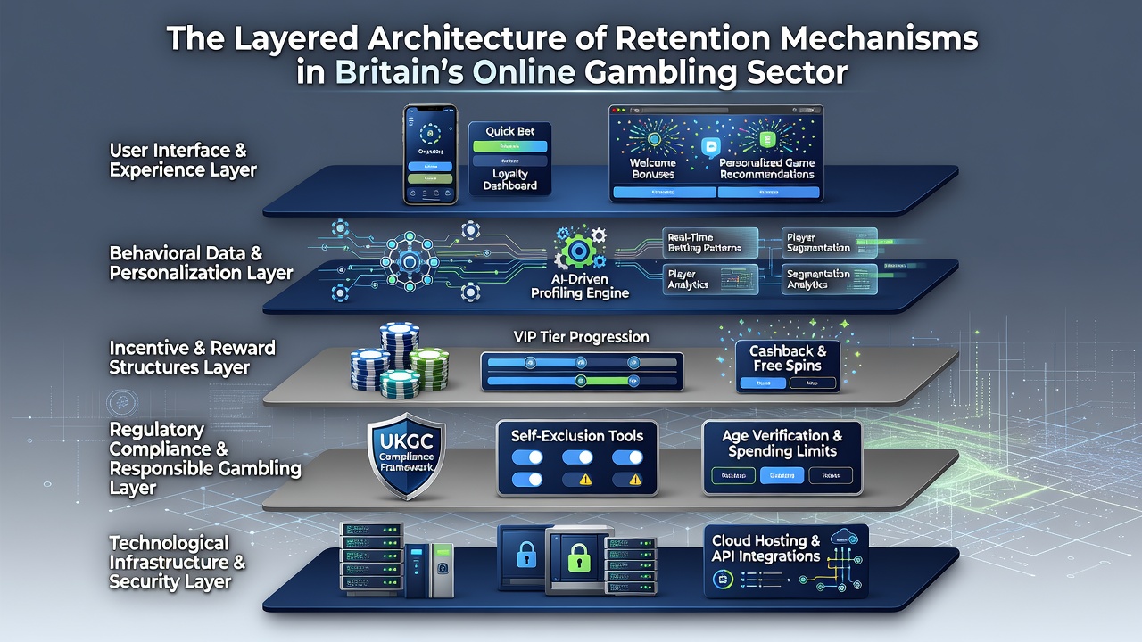 Illustration showing how British gambling platforms connect loyalty tiers with cross-product reward flows