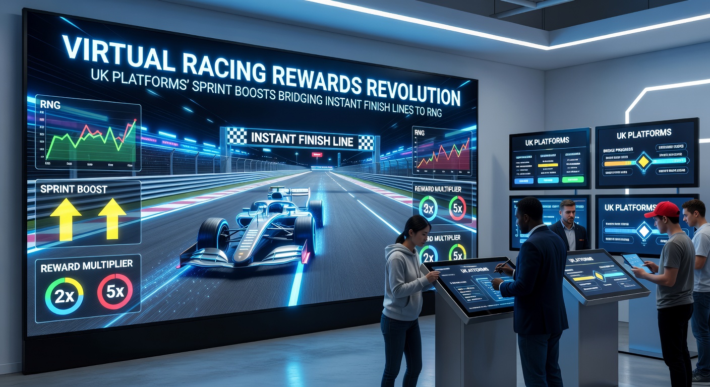 Close-up of a UK platform's promo dashboard showing virtual sprint boost activation flowing into RNG slot free spin counters